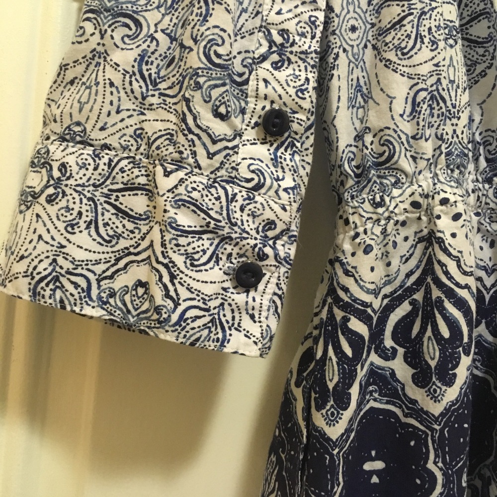 Lands End Blue Boho Shirt Tunic Shirt Button Dress - Picture 7 of 8